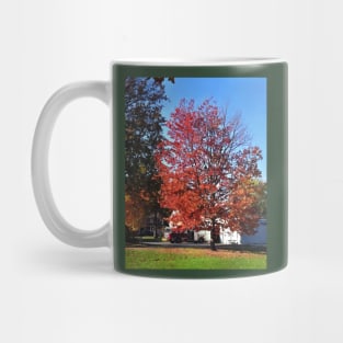 Fire Engine by Fire Station in Autumn Mug